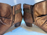 Bare Traps Brown Ankle Bootie Womens Size 9 1/2M Boots Slouch Buckle Side Zip Pre-owned