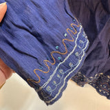 Overdrive Long Sleeve Boho Y2K Cotton Top- size 5 Embroidered Sequin Gauzy Navy