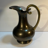 Vintage Brass Water Jug Pitcher Ewer Carafe Vase Traditional India Boho Eclectic 8"