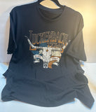 Luckenbach Texas Longhorn Skull Everybody’s Somebody Black Tshirt Sz L
