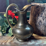 Vintage Brass Water Jug Pitcher Ewer Carafe Vase Traditional India Boho Eclectic 8"