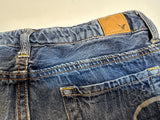 American Eagle Tomgirl Shortie Jean Shorts Blue Distressed Pockets Denim Size 0