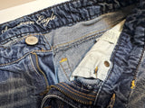 American Eagle Tomgirl Shortie Jean Shorts Blue Distressed Pockets Denim Size 0
