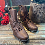 Bare Traps Brown Ankle Bootie Womens Size 9 1/2M Boots Slouch Buckle Side Zip Pre-owned