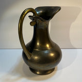 Vintage Brass Water Jug Pitcher Ewer Carafe Vase Traditional India Boho Eclectic 8"