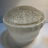 Ceiling Light Shade Milk Glass Clear Prismatic Vintage Art Deco MCM 8”