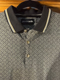 Pierre Cardin Polo Shirt Mens Cotton Poly Black White Weave Short Sleeve Size L