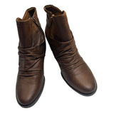 Bare Traps Brown Ankle Bootie Womens Size 9 1/2M Boots Slouch Buckle Side Zip Pre-owned