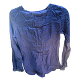 Overdrive Long Sleeve Boho Y2K Cotton Top- size 5 Embroidered Sequin Gauzy Navy