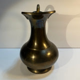 Vintage Brass Water Jug Pitcher Ewer Carafe Vase Traditional India Boho Eclectic 8"