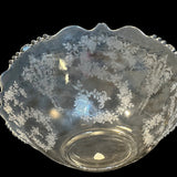 Vintage Tiffin Cherokee Rose Lg Console Bowl VTG Etched Glass Centerpiece Salad Fruit