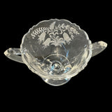 Vintage Tiffin Fuchsia Cream Sugar Etched Crystal Vintage Tea Coffee Tableware Serveware