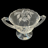 Vintage Tiffin Fuchsia Cream Sugar Etched Crystal Vintage Tea Coffee Tableware Serveware