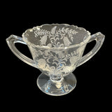 Vintage Tiffin Fuchsia Cream Sugar Etched Crystal Vintage Tea Coffee Tableware Serveware
