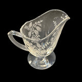 Vintage Tiffin Fuchsia Cream Sugar Etched Crystal Vintage Tea Coffee Tableware Serveware