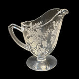 Vintage Tiffin Fuchsia Cream Sugar Etched Crystal Vintage Tea Coffee Tableware Serveware