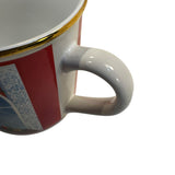 Papel Freelance Cat Christmas Mug Cup Tabby Holiday Window Gold Rim Vintage