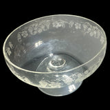 Vintage Seneca Glass Grape Vine Etched Low Stemmed Footed Clear Compote Bowl Dish 6"