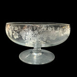 Vintage Seneca Glass Grape Vine Etched Low Stemmed Footed Clear Compote Bowl Dish 6"