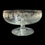 Vintage Seneca Glass Grape Vine Etched Low Stemmed Footed Clear Compote Bowl Dish 6"