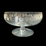 Vintage Seneca Glass Grape Vine Etched Low Stemmed Footed Clear Compote Bowl Dish 6"