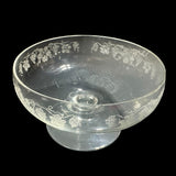Vintage Seneca Glass Grape Vine Etched Low Stemmed Footed Clear Compote Bowl Dish 6"