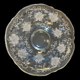 Vintage Heisey Gardenia Rose Serving Bowl Platter 12.5” Vintage Clear Etched Glass
