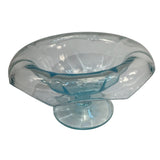Vintage Blue  Art Glass Pedestal Compote Candy Nut Dish Bowl Vintage 6.75”