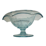 Vintage Blue  Art Glass Pedestal Compote Candy Nut Dish Bowl Vintage 6.75”