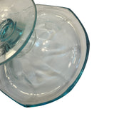 Vintage Blue  Art Glass Pedestal Compote Candy Nut Dish Bowl Vintage 6.75”