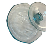 Vintage Blue  Art Glass Pedestal Compote Candy Nut Dish Bowl Vintage 6.75”