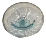 Vintage Blue  Art Glass Pedestal Compote Candy Nut Dish Bowl Vintage 6.75”