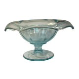 Vintage Blue  Art Glass Pedestal Compote Candy Nut Dish Bowl Vintage 6.75”