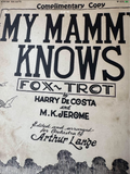 Antique My Mammy Knows Foxtrot Orchestra Sheet Music