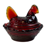 Roses Closet Mini Ruby Red Glass Hen On Nest Salt Cellar GLOWS Decorative Collectible New