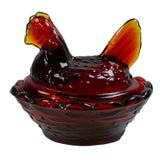 Roses Closet Mini Ruby Red Glass Hen On Nest Salt Cellar GLOWS Decorative Collectible New