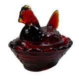 Roses Closet Mini Ruby Red Glass Hen On Nest Salt Cellar GLOWS Decorative Collectible New