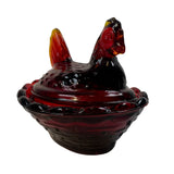 Roses Closet Mini Ruby Red Glass Hen On Nest Salt Cellar GLOWS Decorative Collectible New