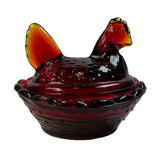 Roses Closet Mini Ruby Red Glass Hen On Nest Salt Cellar GLOWS Decorative Collectible New