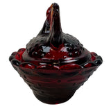 Roses Closet Mini Ruby Red Glass Hen On Nest Salt Cellar GLOWS Decorative Collectible New