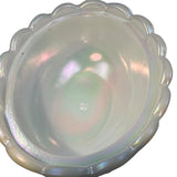 Iridescent Pearl White Carnival Glass Mosser Bunny Covered Dish Decorative Collectible Candy Bowl Basket Design USA New