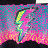 Caboose Kids Lightning Bolt Toddler T-Shirt Black With Leopard Print Design 2T New