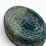 Rosso Westmoreland Carnival Glass Opaque Georgia Blue Hen on Nest USA New