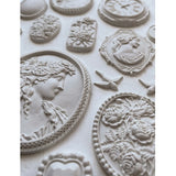 Iron Orchid Designs IOD Cameos 6” x 10” Mould Mold Pocket Watch Birds Rose Frame