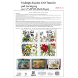 Iron Orchid Designs IOD Midnight Garden Rub On Transfer Pad, 4 Pages, 12” x 16”