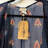 Natural Life Boho Bounty Navy Floral Light Weight 3/4 Sleeves Duster One Size New