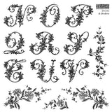 Iron Orchid Designs IOD Dessins de Broderick Labels 6” x 6” Stamp Squares Letters Alphabet Frames