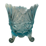 Mosser Eye Winker Aqua Blue Opalescent Spooner Candy Dish Vase New