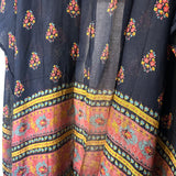 Natural Life Boho Bounty Navy Floral Light Weight 3/4 Sleeves Duster One Size New