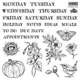 Iron Orchid Designs IOD Stamp Set A Timely Tale 6” x 6” 4 Sheets Week Days Months Numbers New